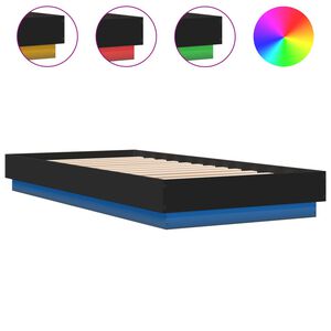 vidaXL Estrutura de cama com luzes LED 100x200 cm preto