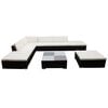 vidaXL 8 pcs conjunto lounge jardim c/ almofad&otilde;es vime PE castanho