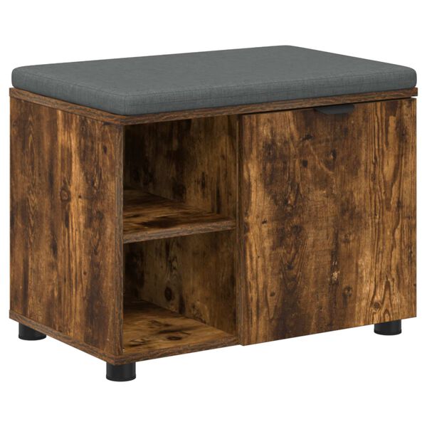 vidaXL Banco de Hall com almofada Carvalho Defumado 60 x 38 x 46 cm