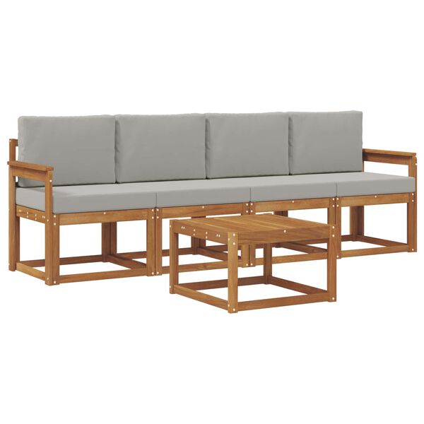 vidaXL Conjunto de Sof&aacute;s para Exterior 5 pcs Cinza Natural e Claro