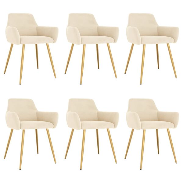 vidaXL Cadeiras de jantar 6 pcs veludo cor creme