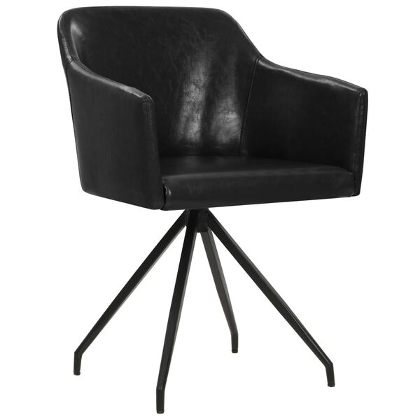 vidaXL Cadeiras de jantar girat&oacute;rias 2 pcs couro artificial preto