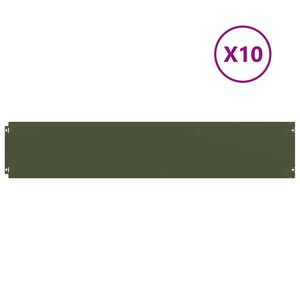 vidaXL Orlas relva 10 pcs verde azeitona 20x103 cm a&ccedil;o laminado a frio