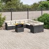 vidaXL 11 pcs conjunto sof&aacute;s de jardim c/ almofad&otilde;es vime PE preto