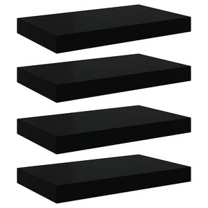 vidaXL Prateleiras de parede suspensas 4 pcs 40x23x3,8cm MDF preto