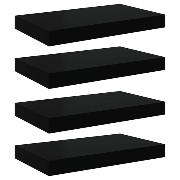 vidaXL Prateleiras de parede suspensas 4 pcs 40x23x3,8cm MDF preto