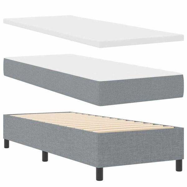 vidaXL Cama Box com colchão Cinzento-claro 90 x 190 cm tecido