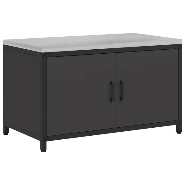 vidaXL Armazenamento de Cozinha com porta Preto 90 x 50 x 53 cm A&ccedil;o