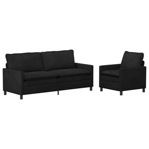 vidaXL Conjunto de Sof&aacute;s 2 unid. Preto Veludo