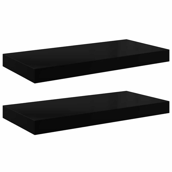 vidaXL Prateleiras de parede suspensas 2 pcs 50x23x3,8cm MDF preto