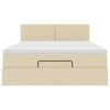 vidaXL Cama Otomana com Colch&atilde;o & LEDs Creme 140x190cm Tecido