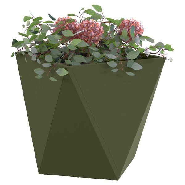 vidaXL Floreira 2 pcs Verde Oliva 50 x 50 x 50 cm A&ccedil;o