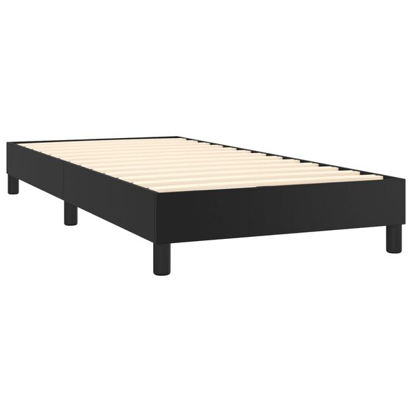 vidaXL Cama com molas/colch&atilde;o 80x200 cm couro artificial preto