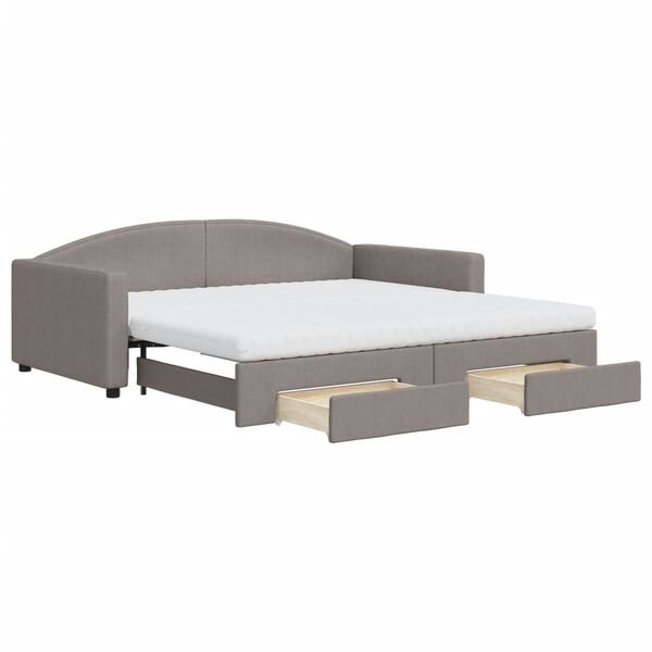vidaXL Sof&aacute;-cama c/ gavet&atilde;o/gavetas 100x200cm tecido cinza-acastanhado