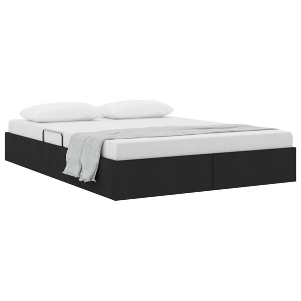 vidaXL Cama com Armazenamento com colch&atilde;o Preto 135 x 190 cm tecido