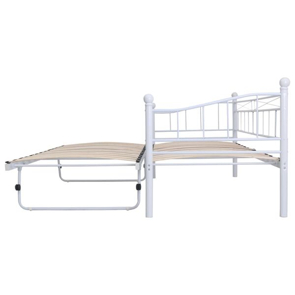 vidaXL Estrutura de cama em a&ccedil;o 180x200/90x200 cm branco