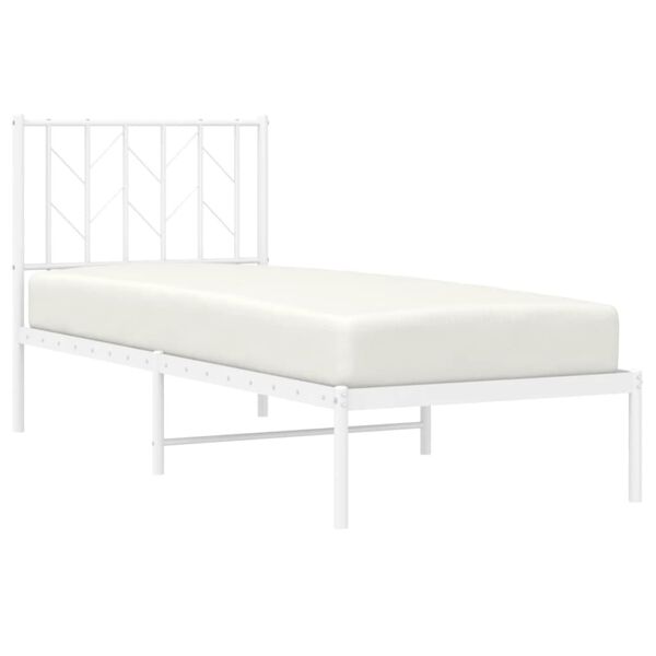 vidaXL Estrutura de cama sem colch&atilde;o com cabeceira 75x190 cm branco