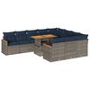 vidaXL 11 pcs conjunto sof&aacute;s de jardim c/ almofad&otilde;es vime PE cinzento