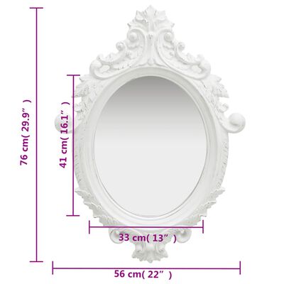vidaXL Espelho de parede estilo castelo 56x76 cm branco