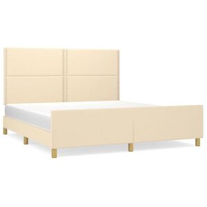 vidaXL Estrutura de cama sem colch&atilde;o 180x200 cm tecido cor creme