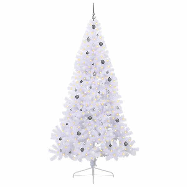vidaXL &Aacute;rvore de Natal Artificial com 300 LEDs Branco 240 cm PVC e A&ccedil;o