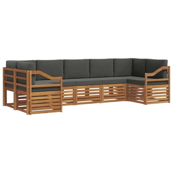 vidaXL Conjunto de Sof&aacute; Sectional 7 pcs Natural e Antracite