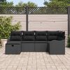 vidaXL Conjunto de Sof&aacute; de Jardim Manual 6 pcs Preto Rattan Sint&eacute;tico