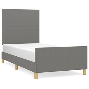 vidaXL Estrutura de cama sem colch&atilde;o 80x200 cm tecido cinzento-escuro