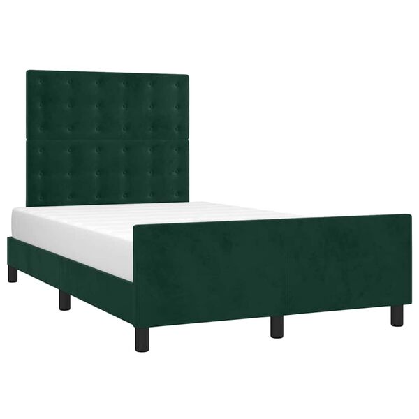 vidaXL Estrutura de cama com colch&atilde;o verde escuro 120x190 cm Veludo