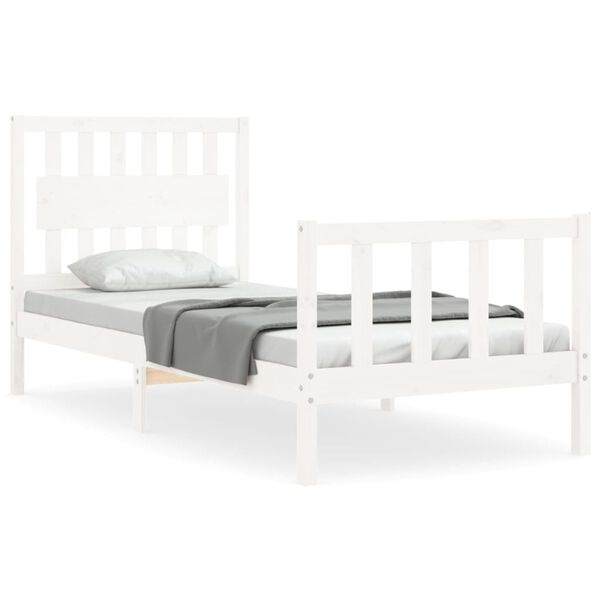 vidaXL Cama sem colch&atilde;o 90x200 cm madeira de pinho maci&ccedil;a branco