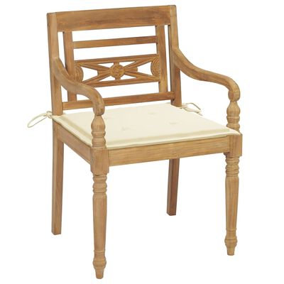 vidaXL Cadeiras Batávia com almofadões 6 pcs madeira de teca maciça