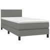 vidaXL Cama box spring c/ colch&atilde;o e LED 90x200 cm tecido cinza-escuro