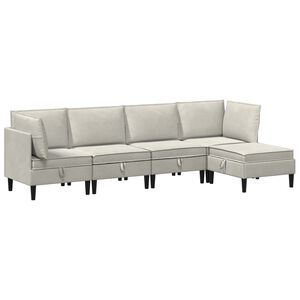 vidaXL Conjunto de M&oacute;veis para Sala de Estar 5 unid. Creme Veludo