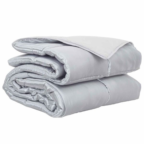 vidaXL Duvet de Ano Inteiro Prateado 140 x 200 cm Cetim e Microfibra