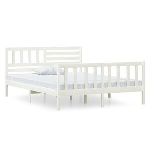 vidaXL Estrutura cama pequena casal 120x190 cm pinho maci&ccedil;o branco