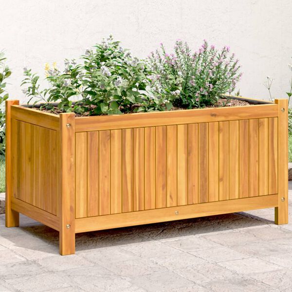 vidaXL Vaso/floreira de jardim com forro 80x42x40 cm ac&aacute;cia maci&ccedil;a