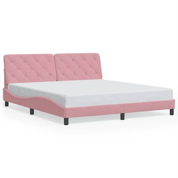 vidaXL Estrutura de cama sem colch&atilde;o 180x200 cm veludo rosa