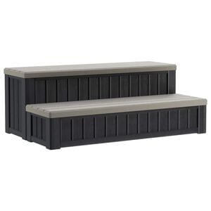 vidaXL Degrau para Ofur&ocirc; com Armazenamento 2 Degraus Marrom e Cinza PP