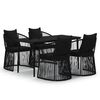 vidaXL 5 pcs conjunto de jantar p/ jardim c/ almofad&otilde;es preto