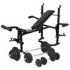 vidaXL Banco muscula&ccedil;&atilde;o c/ suporte p/ pesos + barras e halteres 120 kg