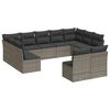 vidaXL 11 pcs conjunto sof&aacute;s de jardim c/ almofad&otilde;es vime PE cinzento