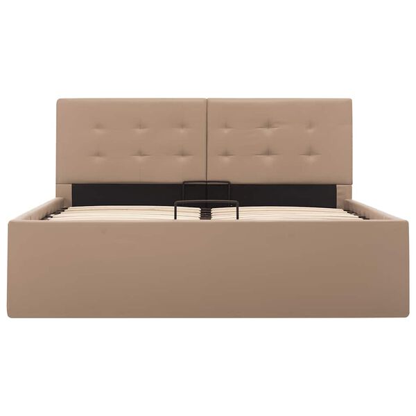 vidaXL Cama hidr&aacute;ulica c/ arruma&ccedil;&atilde;o 120x200cm couro artif. cappuccino