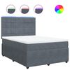 vidaXL Cama com molas/colch&atilde;o 140x190 cm veludo cinzento-escuro