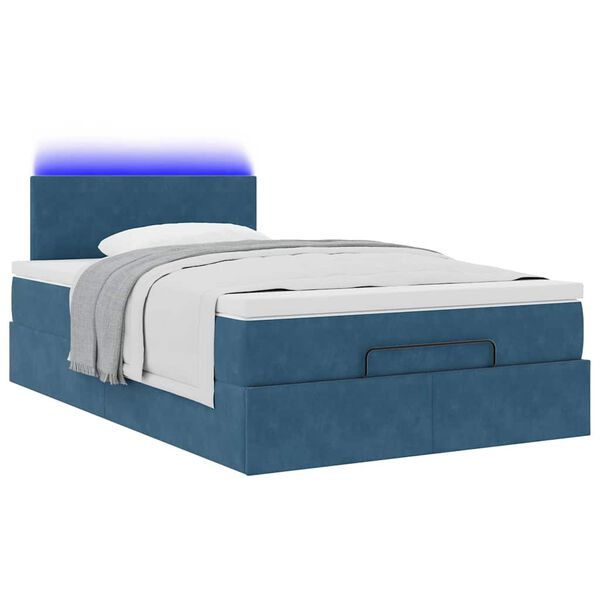 vidaXL Estrutura cama otomana colch&atilde;o 120x200cm veludo azul escuro