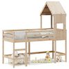vidaXL Cama alta c/ escada e telhado 90x190 cm pinho maci&ccedil;o