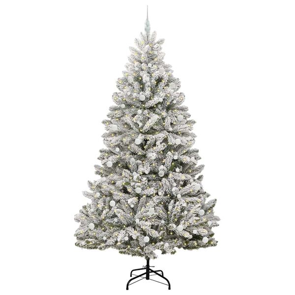 vidaXL &Aacute;rvore de Natal Artificial Verde e Branco 240 cm PVC e Metal