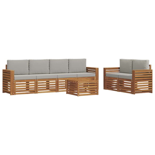 vidaXL Conjuntos de sof&aacute;s com almofada 7 pcs Cinza Natural e Claro