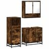 vidaXL 3 pcs conjunto de m&oacute;veis WC madeira processada carvalho fumado
