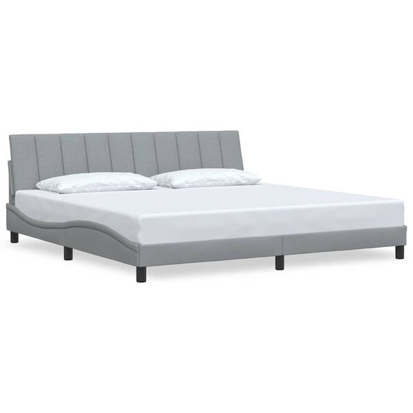 vidaXL Estrutura de cama sem colch&atilde;o Hanko 200x200 cm tecido cinzento-claro