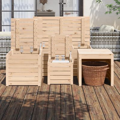 vidaXL 4 pcs conjunto de caixas de jardim madeira de pinho maciça